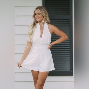 These Three Boutique Hallie Halter Neck Romper - White
